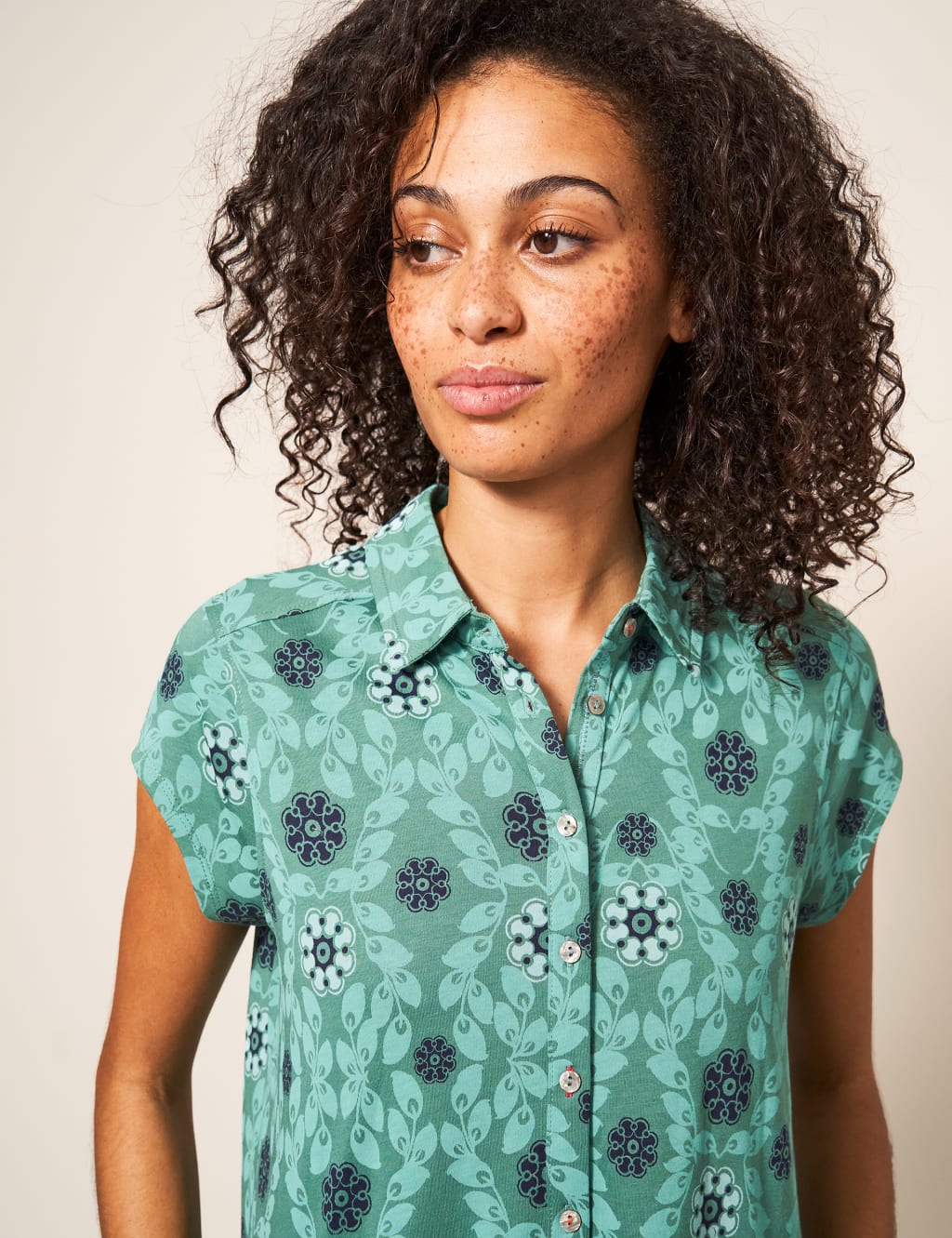 Jersey Floral Knee Length Shirt Dress image 4