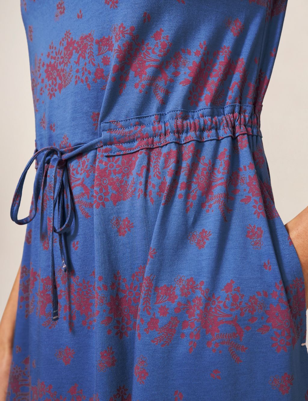 Jersey Floral Tie Waist Midi T-Shirt Dress image 5