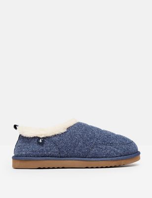Joules Womens Faux Fur Lined Mule Slippers - Navy, Navy