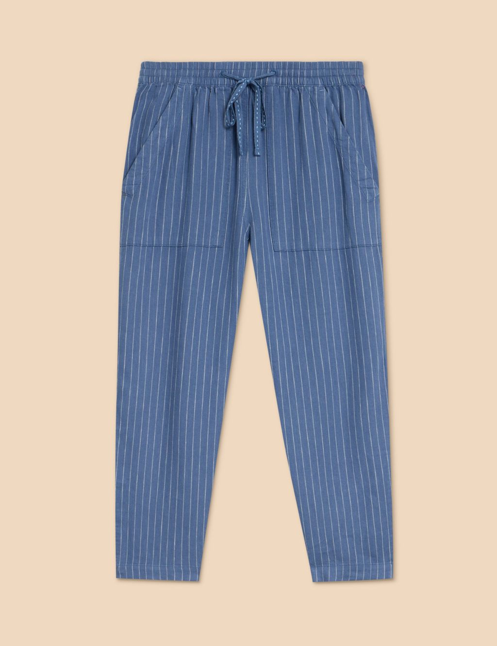 Linen Rich Striped Relaxed Trousers image 2