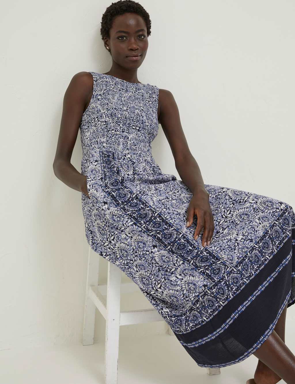 Printed Midi Waisted Dress image 6