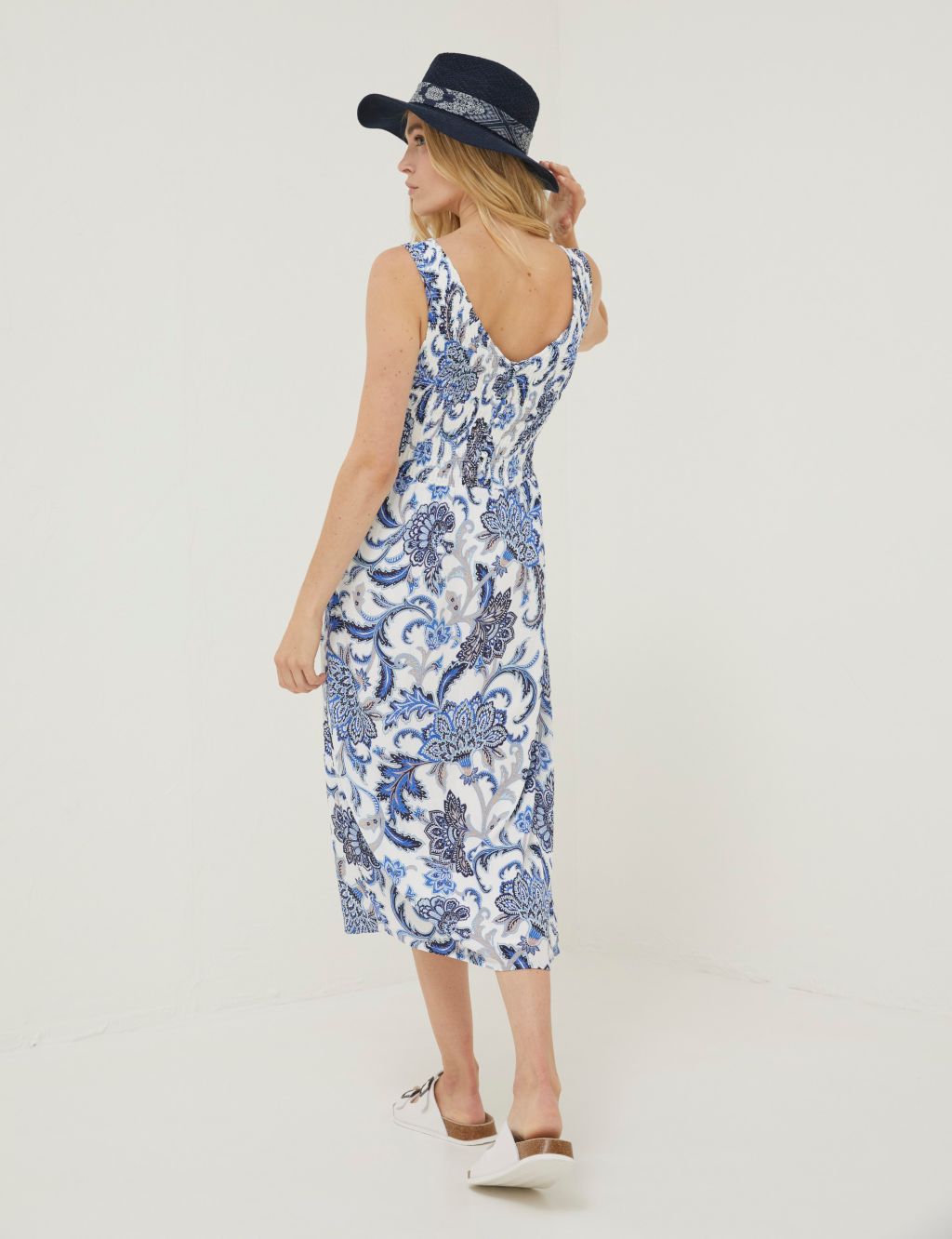 Floral Round Neck Midi Tiered Dress image 4