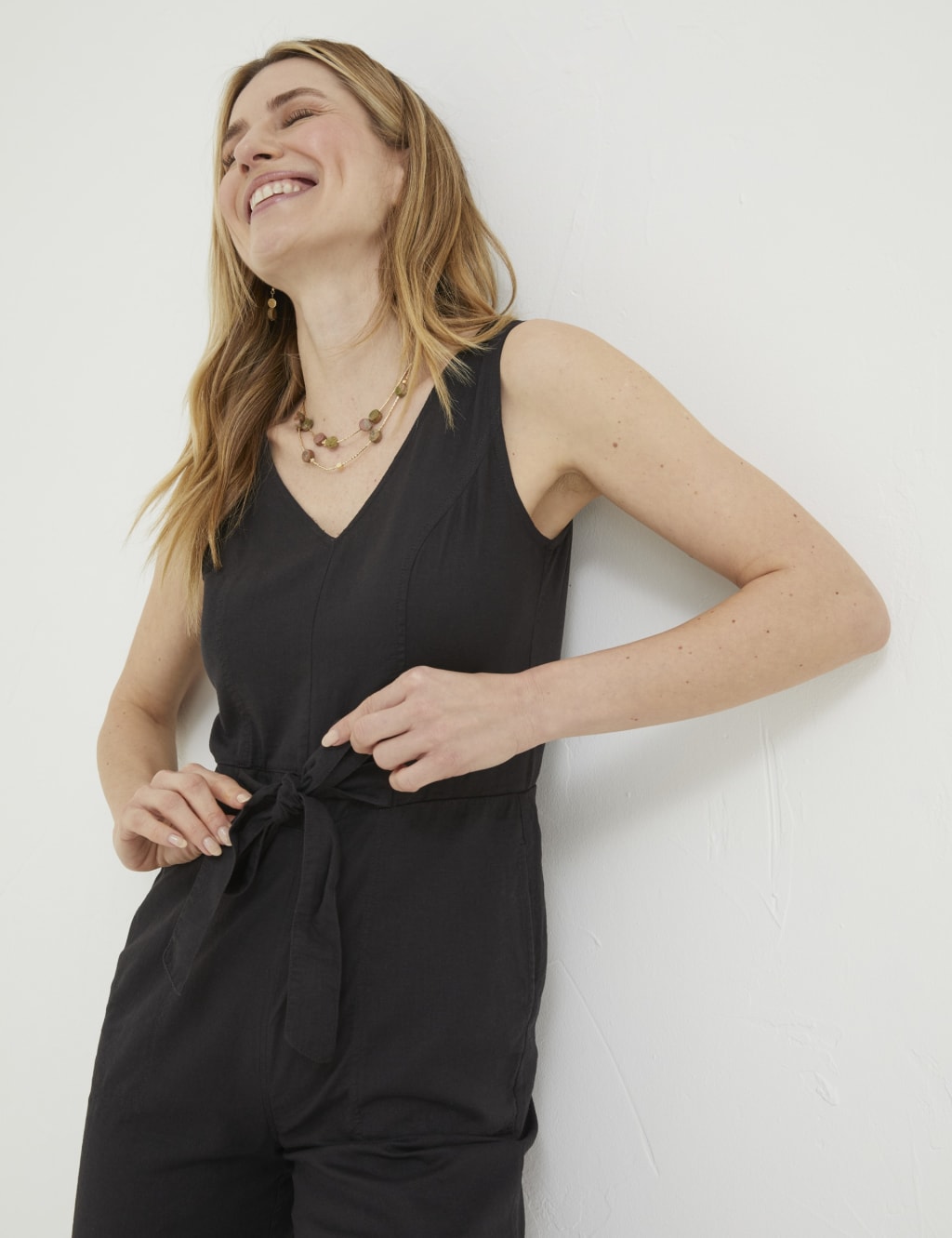 Linen Rich Sleeveless Cropped Jumpsuit image 3