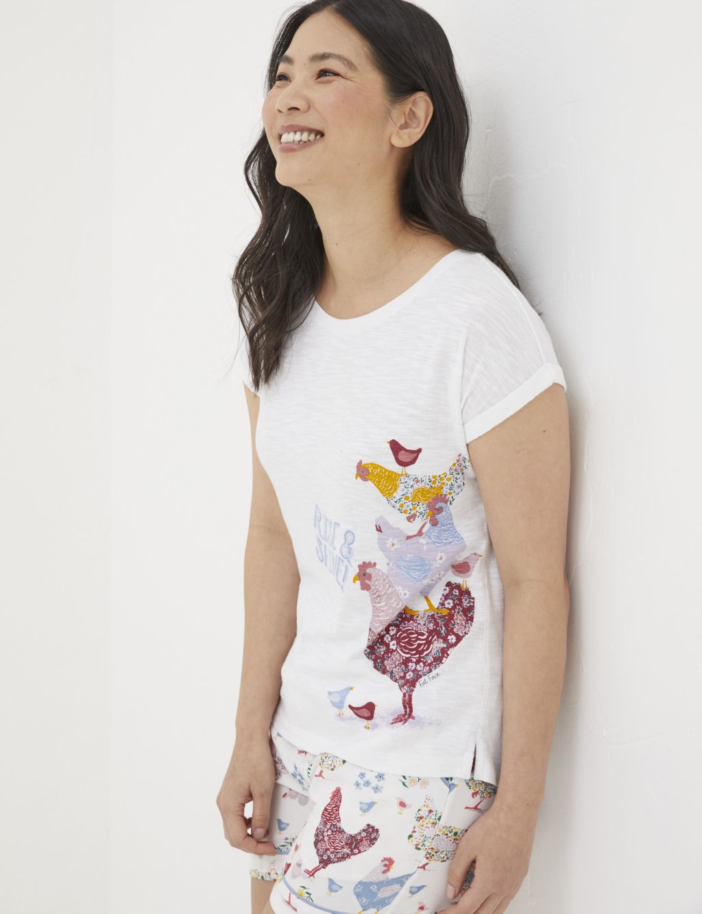Cotton Modal Hen Print Pyjama Top