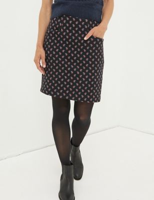 Fatface Womens Jersey Floral Mini A-Line Skirt - 18 - Black Mix, Black Mix
