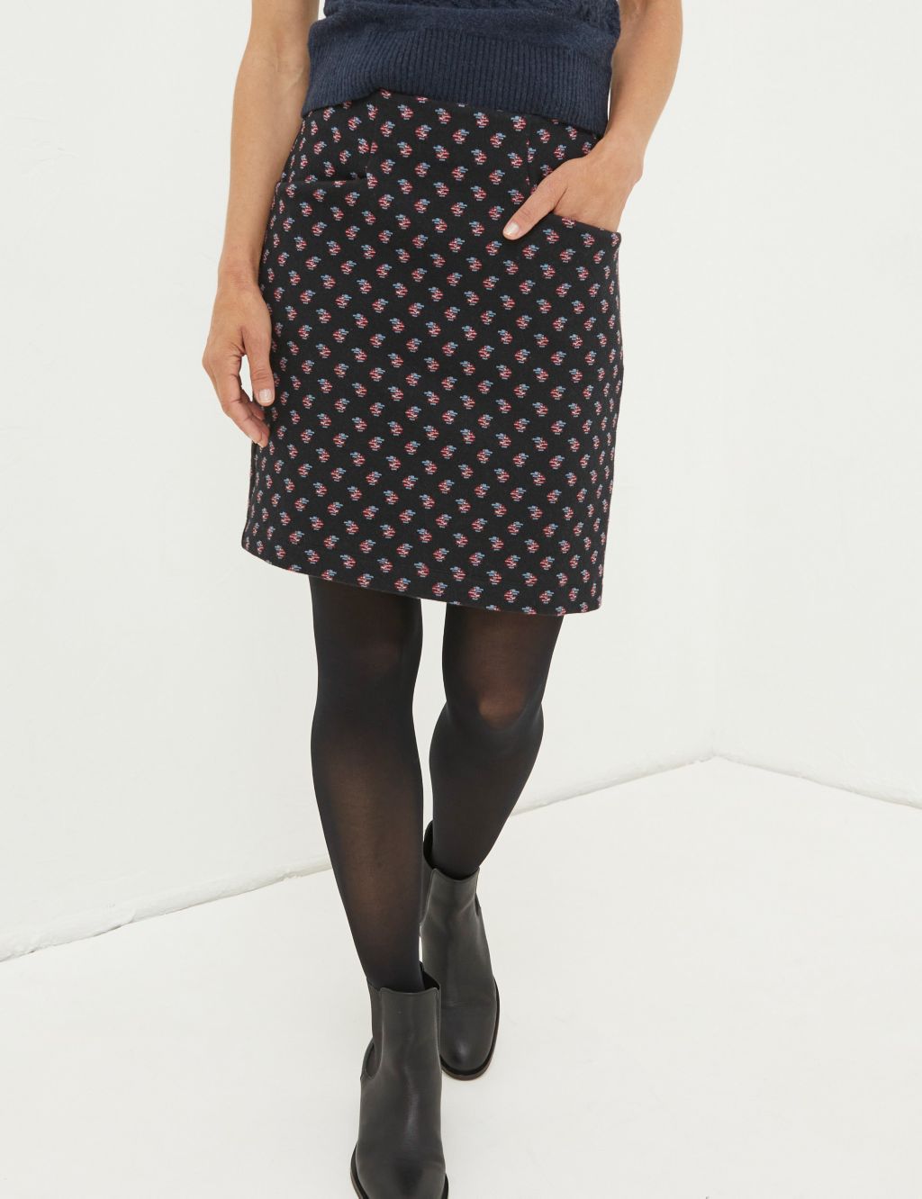 Jersey Floral Mini A-Line Skirt image 1