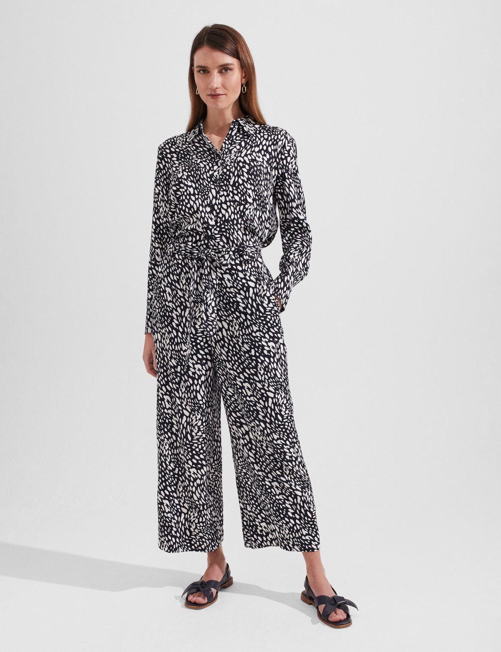 Animal Print Belted Wide Leg Culottes image 1
