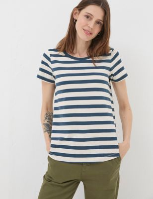Fatface Women's Natalie Stripe T-Shirt - 6 - Navy Mix, Navy Mix