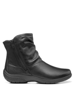 Hotter Women's Whisper Leather Flat Ankle Boots - 6 - Black, Black,Navy