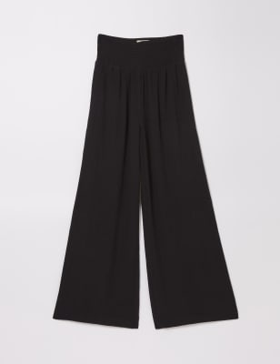 Reiss Francois High-Waisted Wide Leg Trousers in Black