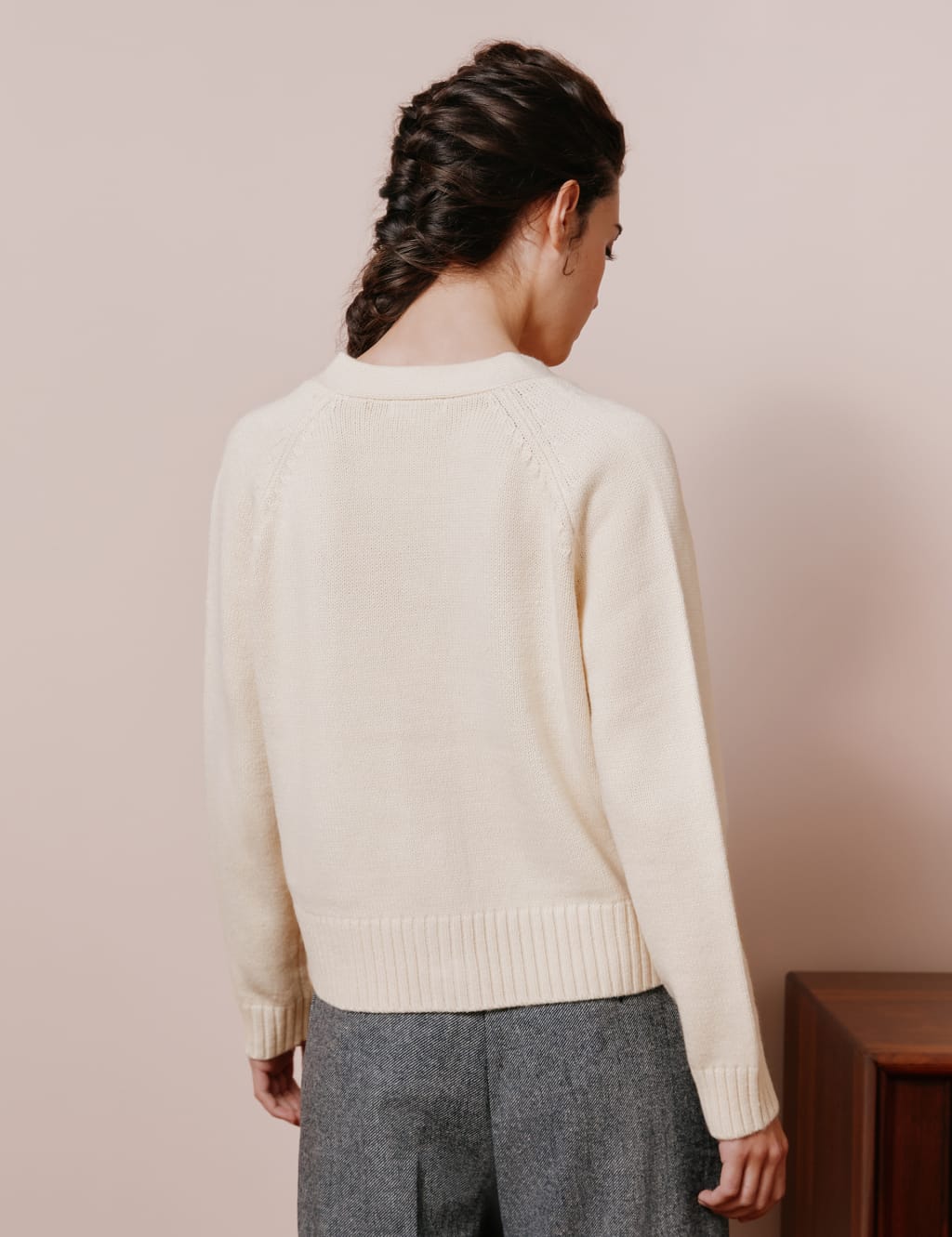 V-Neck Relaxed Cardigan with Wool image 3