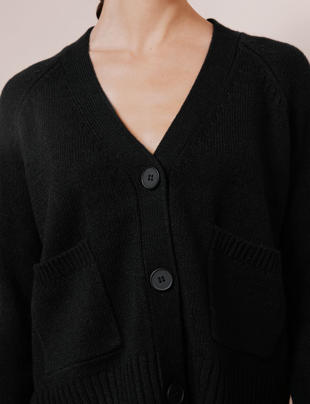 V-Neck Relaxed Cardigan with Wool image 4