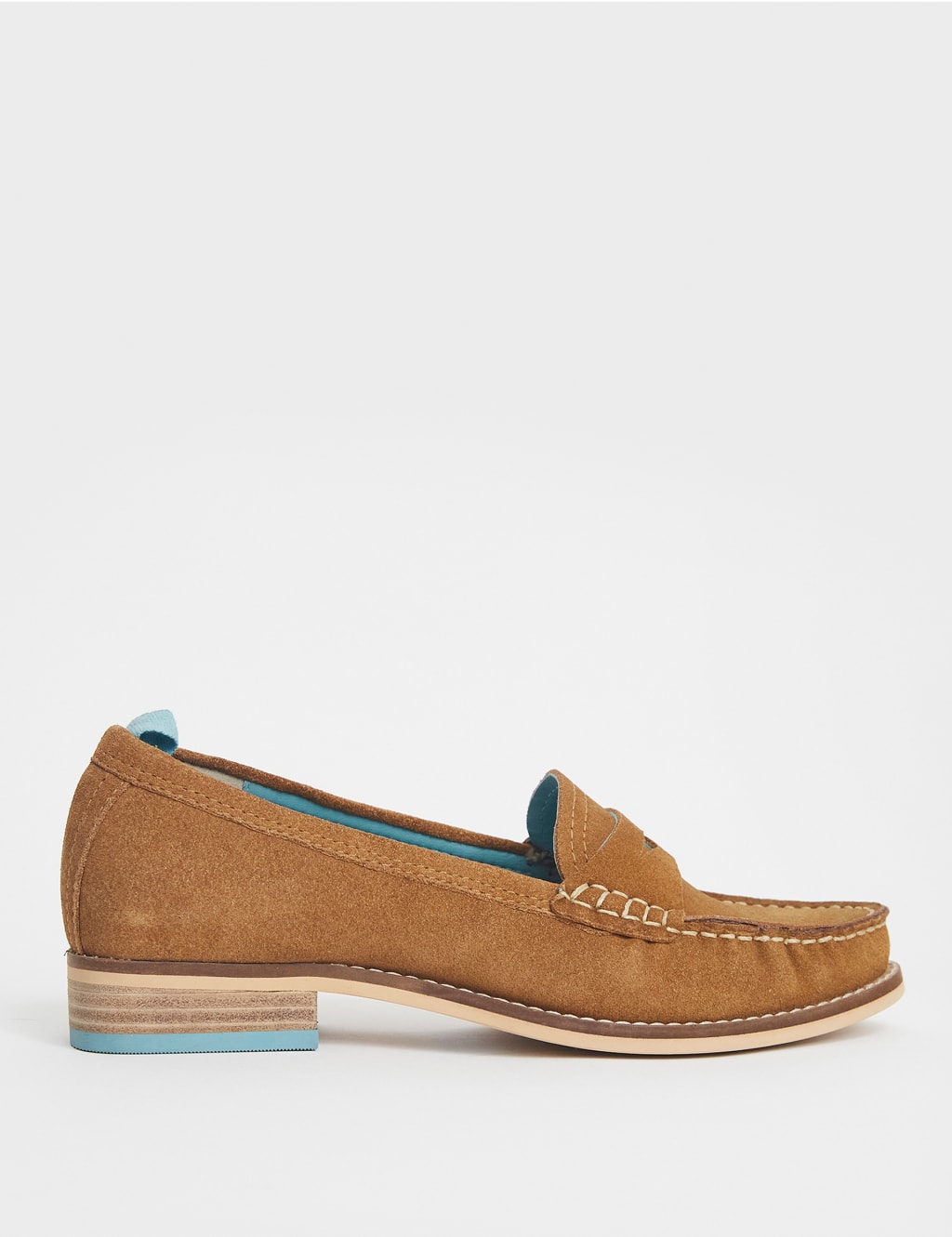 Suede Slip On Block Heel Loafers image 1