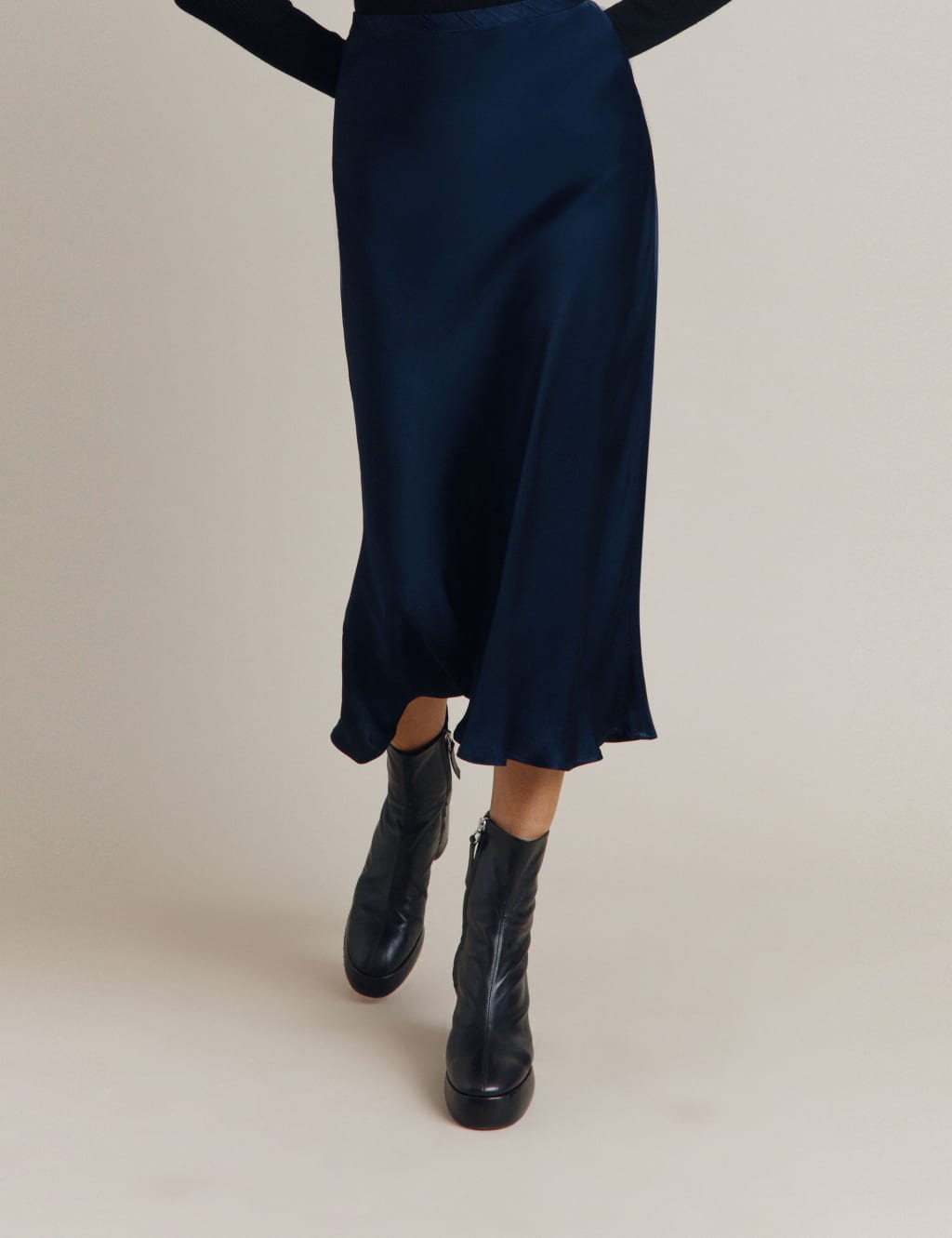 Satin Midi Slip Skirt image 3