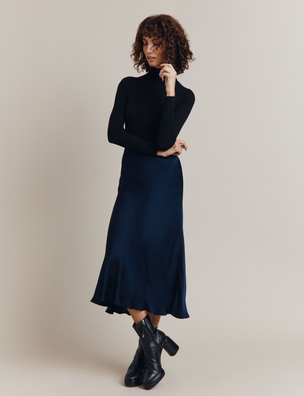 Satin Midi Slip Skirt image 4