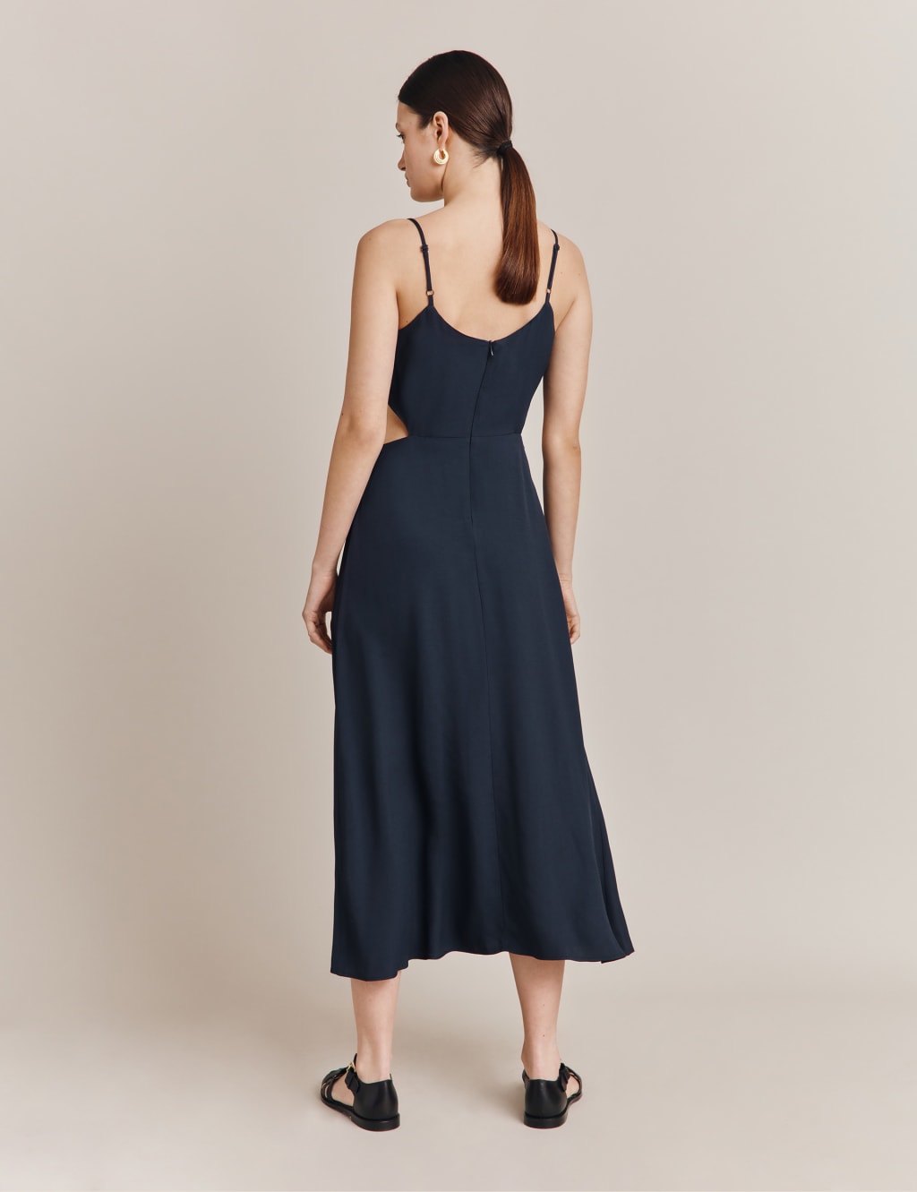 Square Neck Strappy Midi Waisted Dress image 3