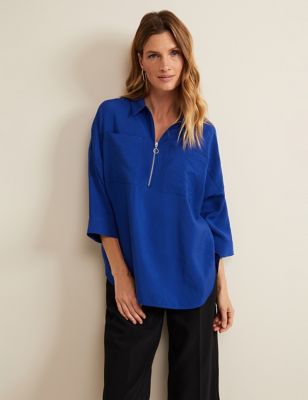 Phase Eight Womens Collared Shirt - 8 - Blue, Blue