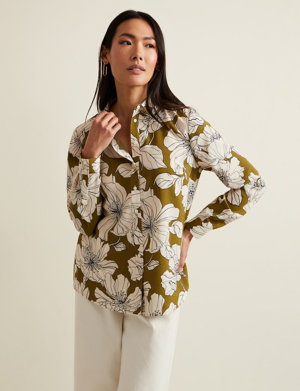 Floral Collared Button Through Shirt