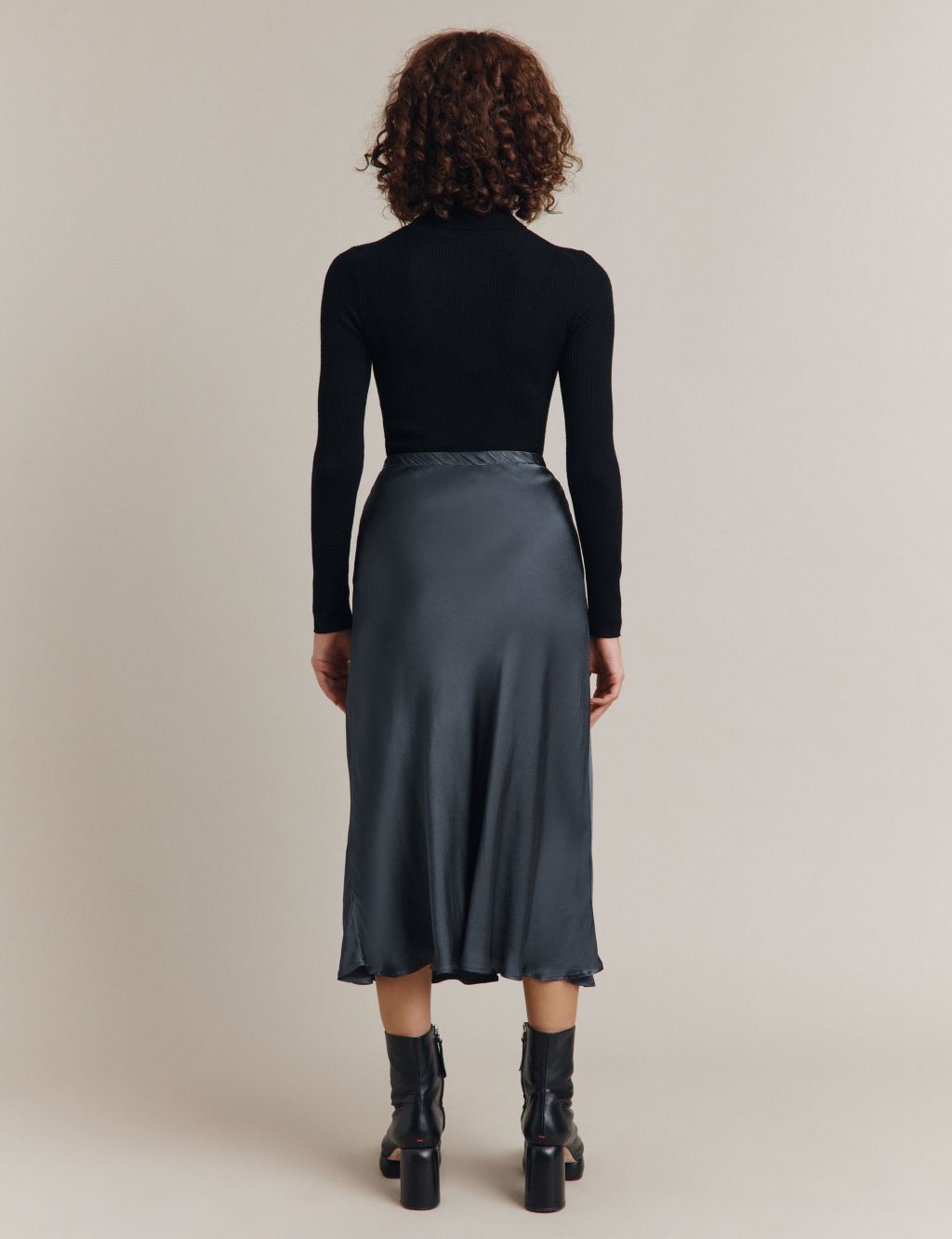 Satin Midi Slip Skirt image 3