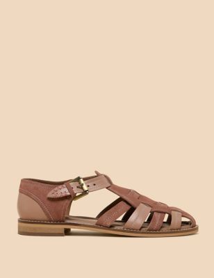 White Stuff Women's Leather Ankle Strap Fisherman Sandals - 3 - Pink, Pink,Tan