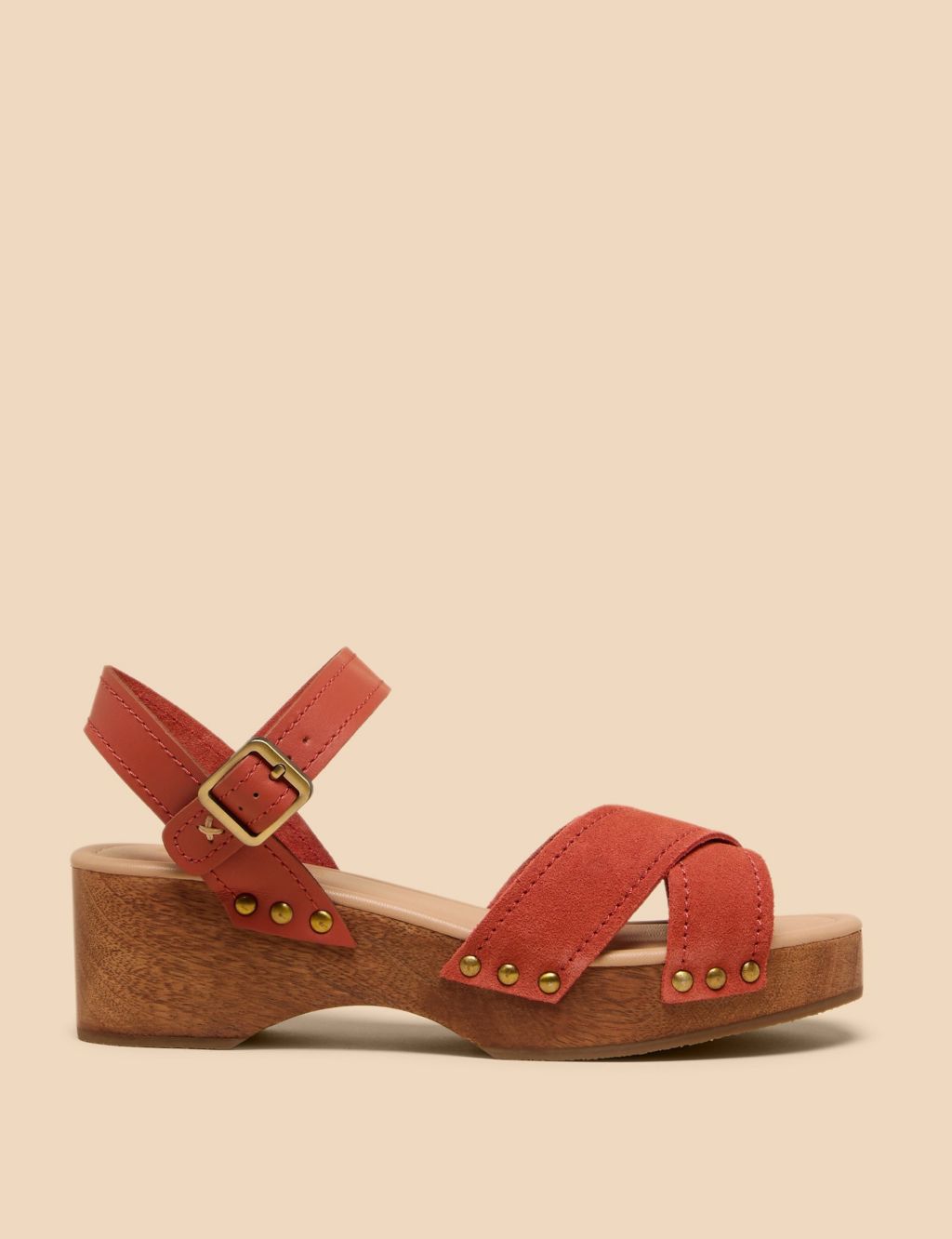 Leather Ankle Strap Block Heel Clogs