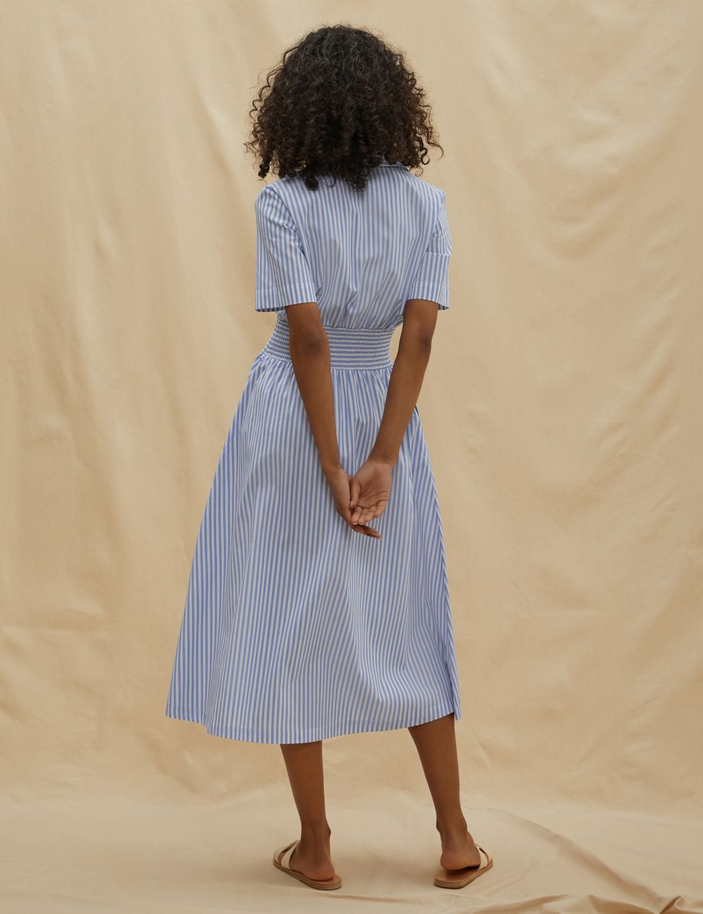 Organic Cotton Striped Midaxi Shirt Dress image 2
