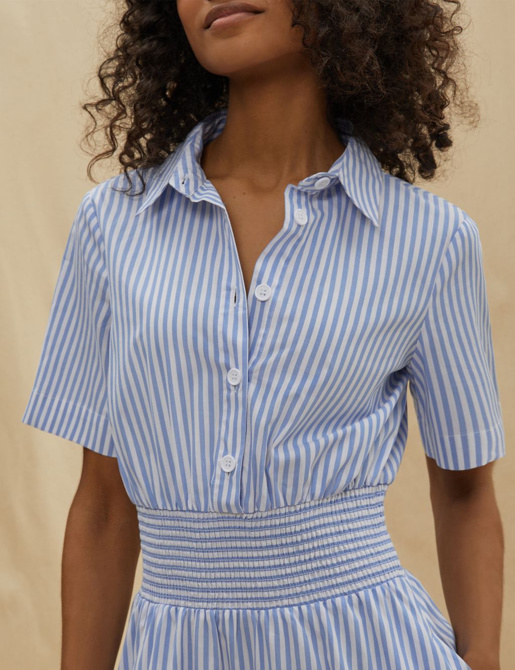 Organic Cotton Striped Midaxi Shirt Dress image 3