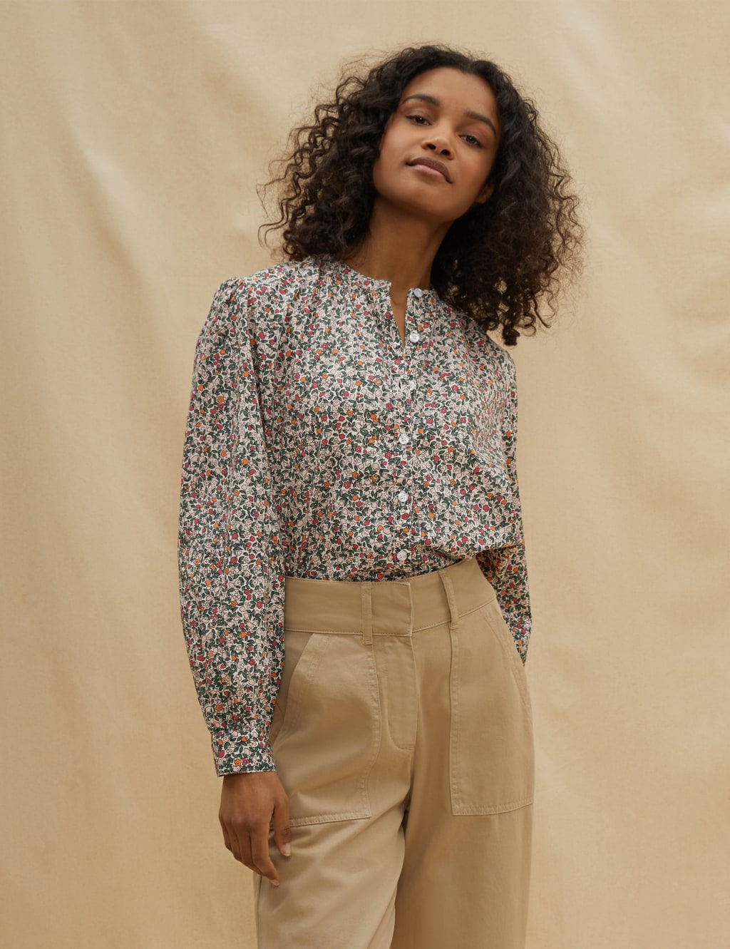Pure Cotton Floral Round Neck Blouse image 5
