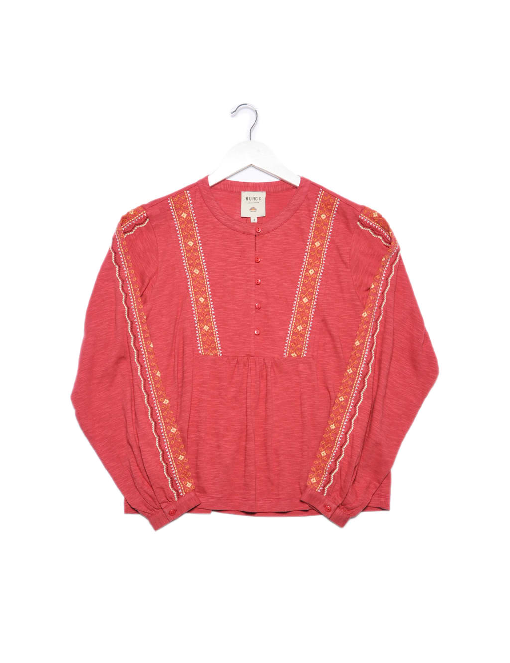 Cotton Rich Embroidered Bib Detail Blouse image 2