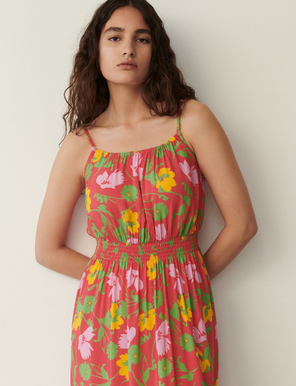 Floral Strappy Midi Waisted Dress image 3