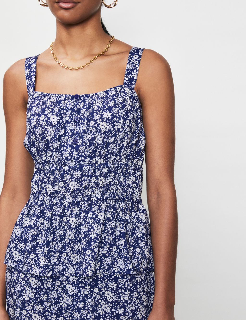 Floral Square Neck Waisted Cami Top image 3