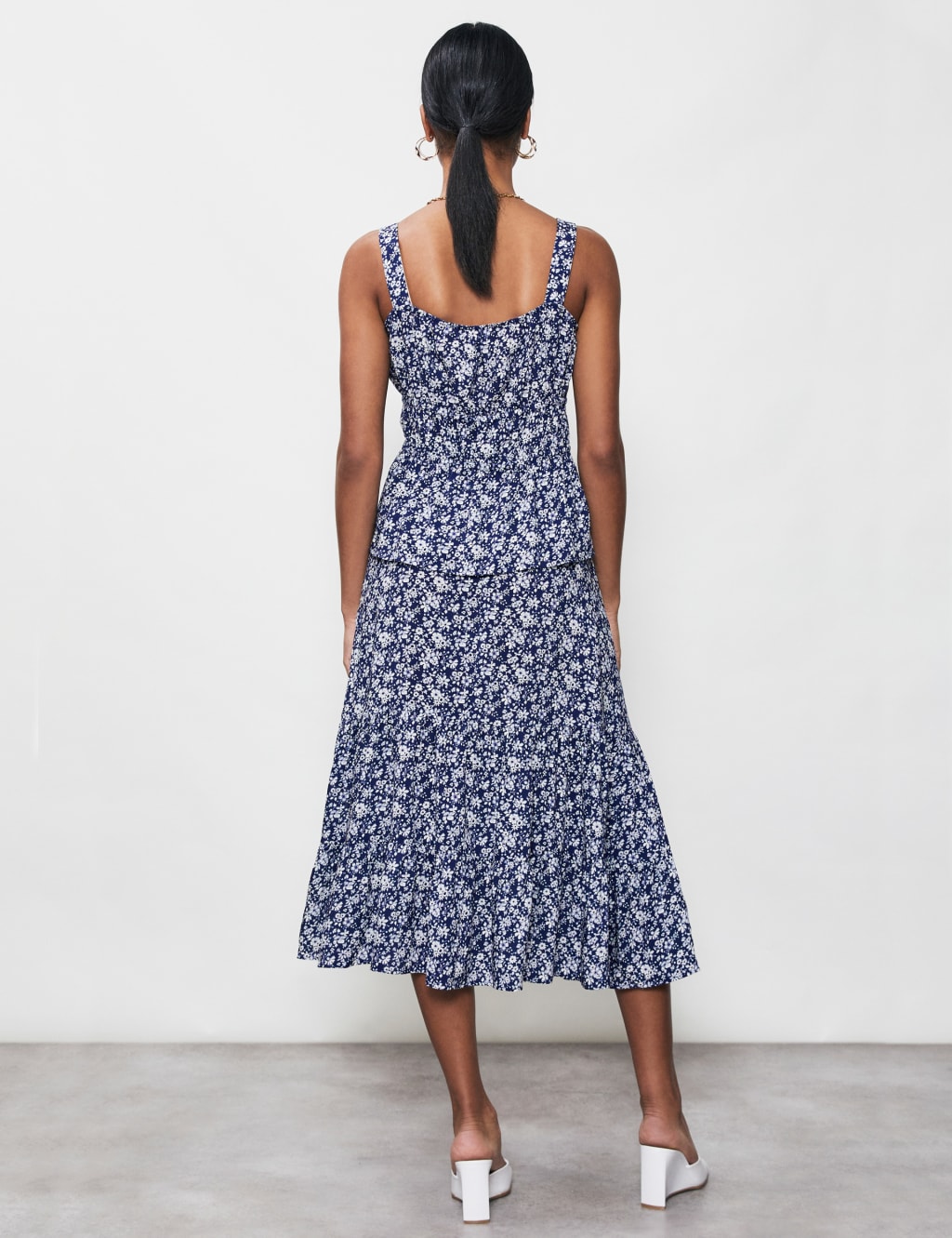 Floral Square Neck Waisted Cami Top image 4