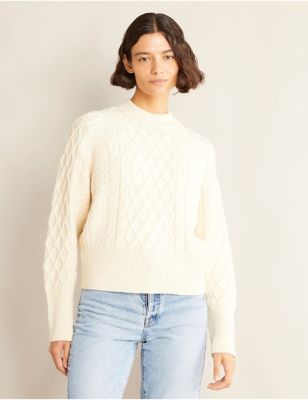 M&S Albaray Womens Cable Knit Cropped Jumper with Wool