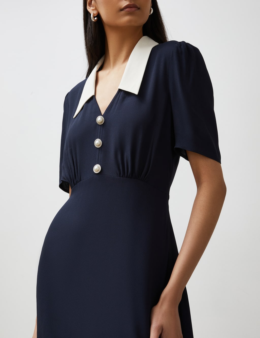 Collared Button Detail Midi Waisted Dress image 2