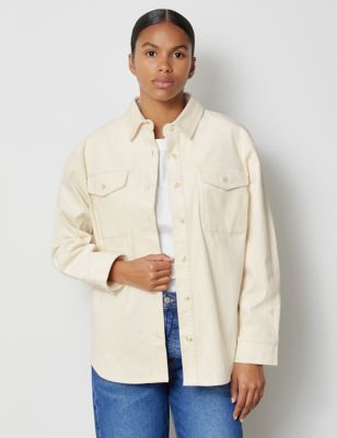Albaray Womens Organic Cotton Cord Utility Shirt - 12 - Cream, Cream