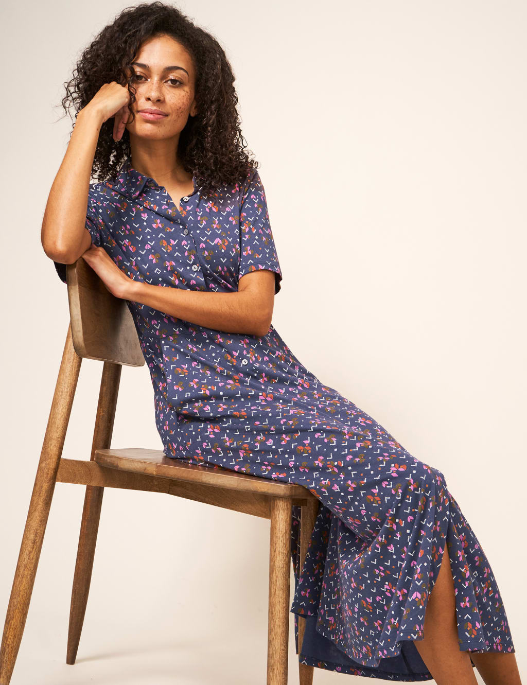 Jersey Printed Midi Shirt Dress image 1