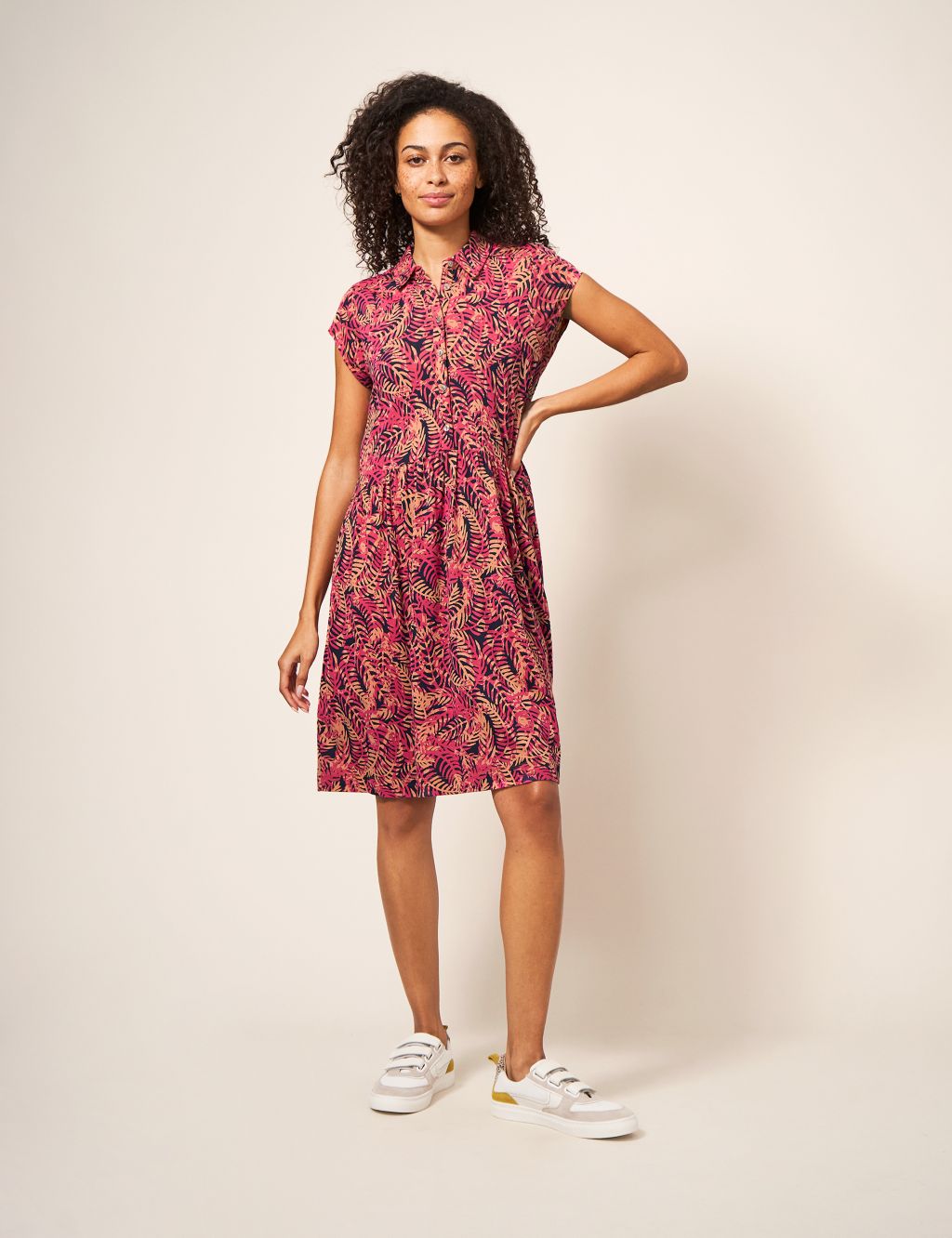Jersey Printed Knee Length Shirt Dress image 3