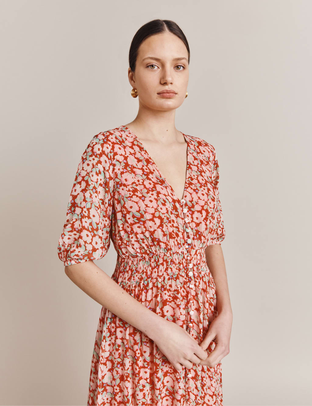 Floral V-Neck Maxi Waisted Dress image 2