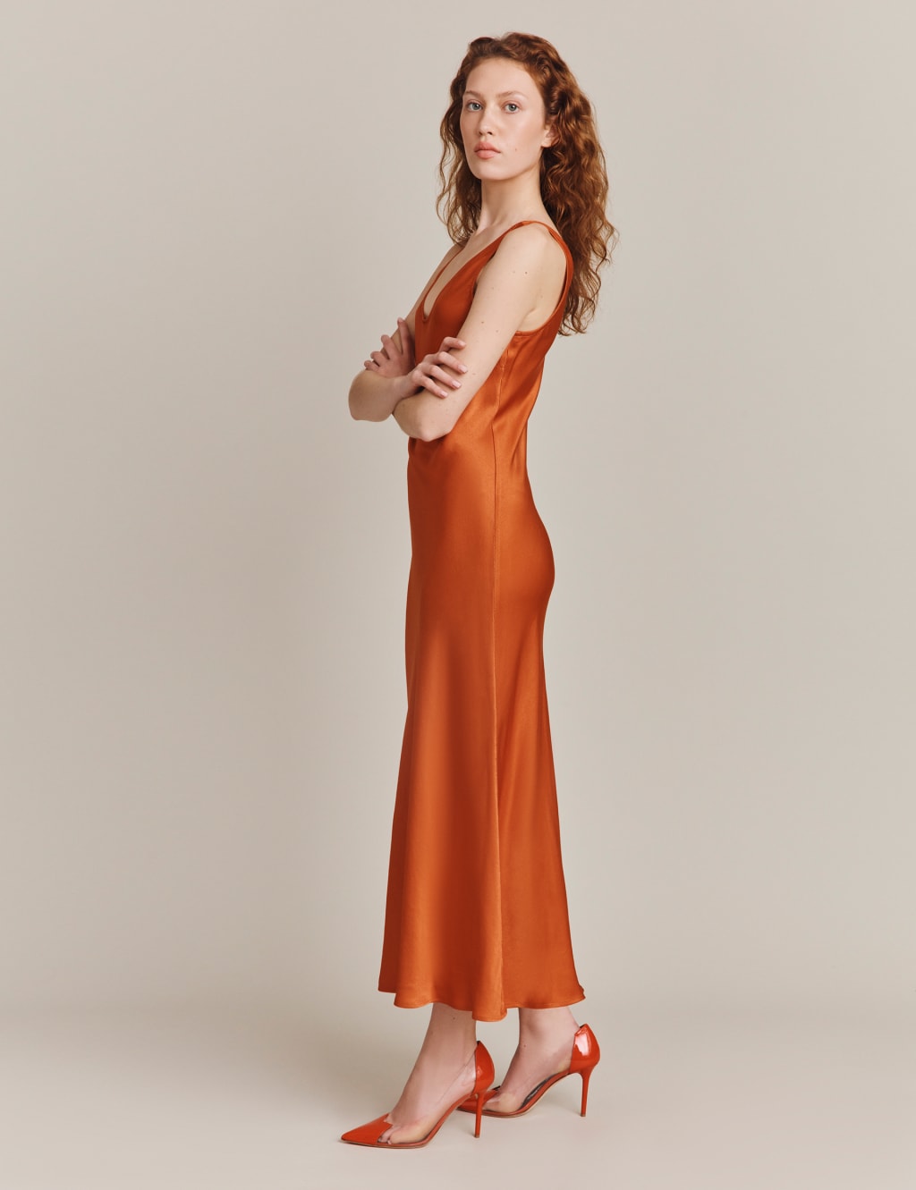 Satin Midi Slip Dress image 5