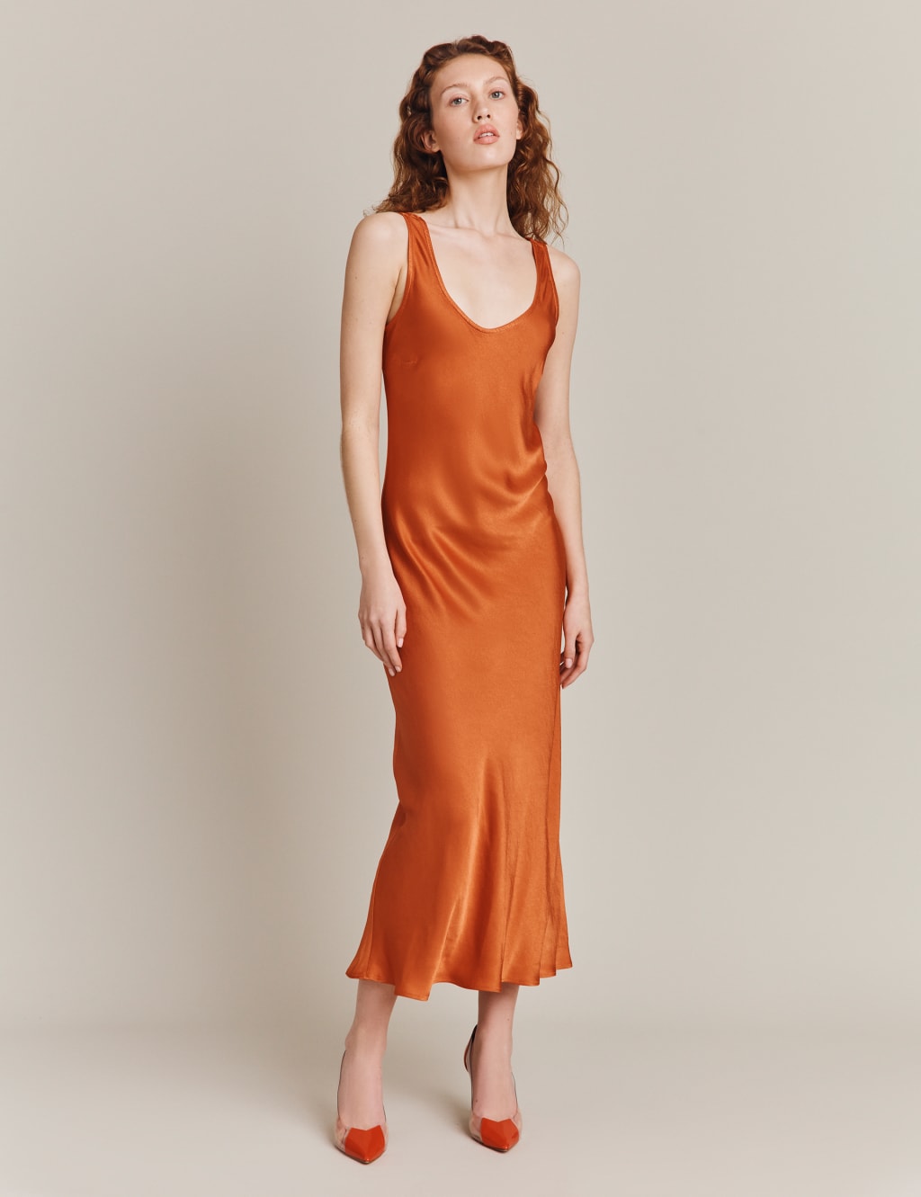 Satin Midi Slip Dress image 6