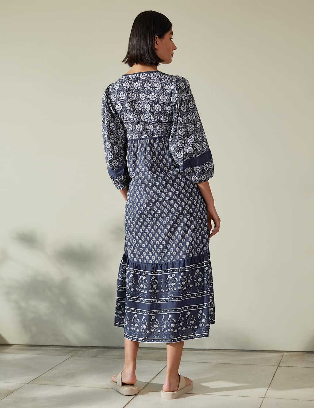 Pure Cotton Floral Midi Swing Dress image 2
