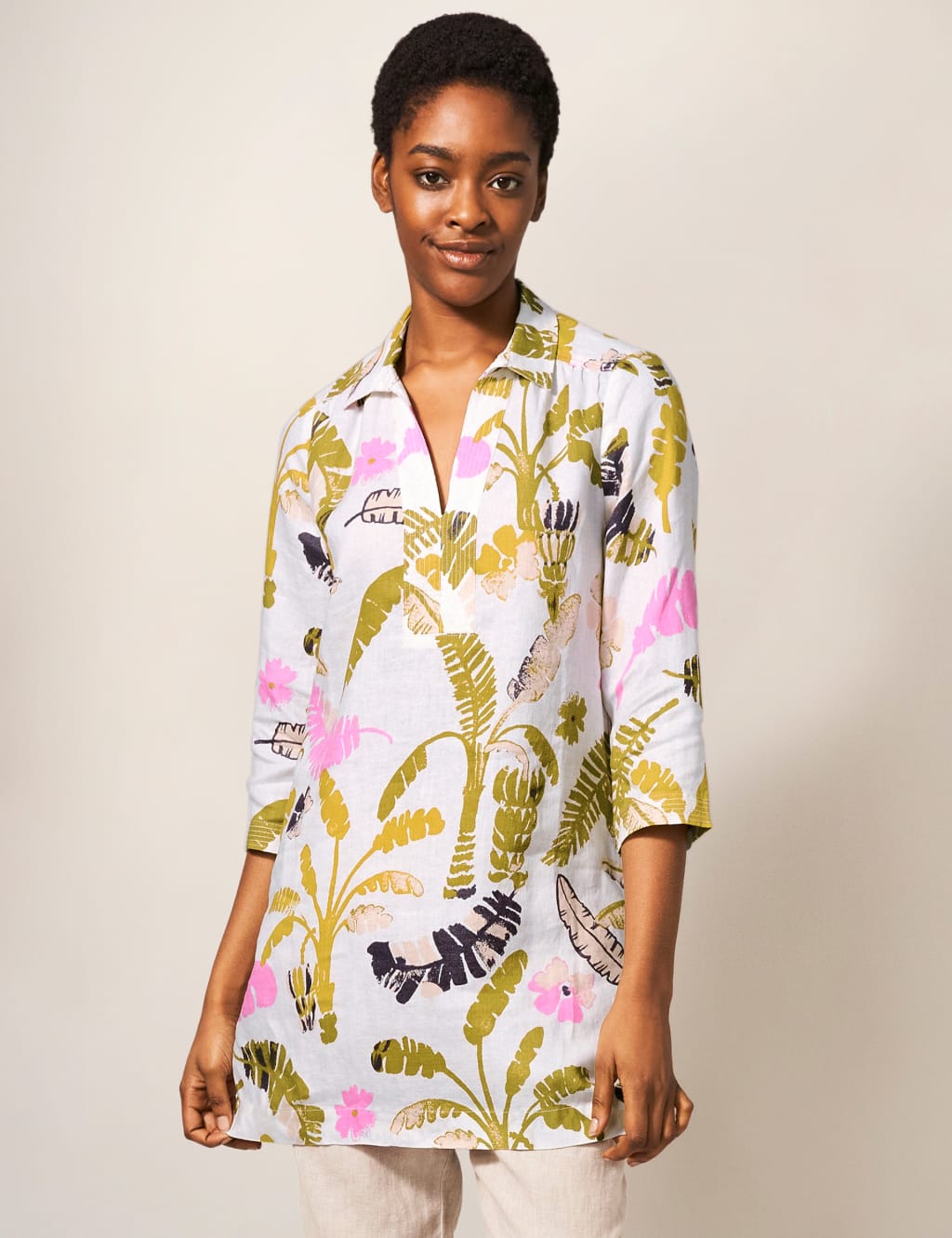 Pure Linen Printed Tunic image 1