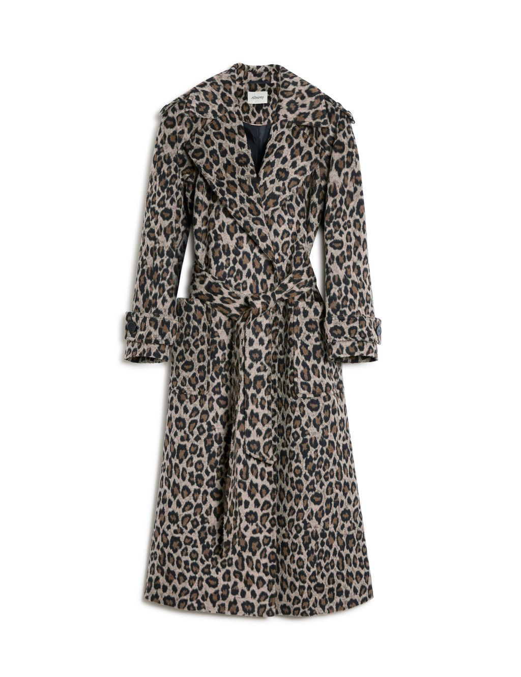 Leopard Print Belted Trench Coat with Wool image 2