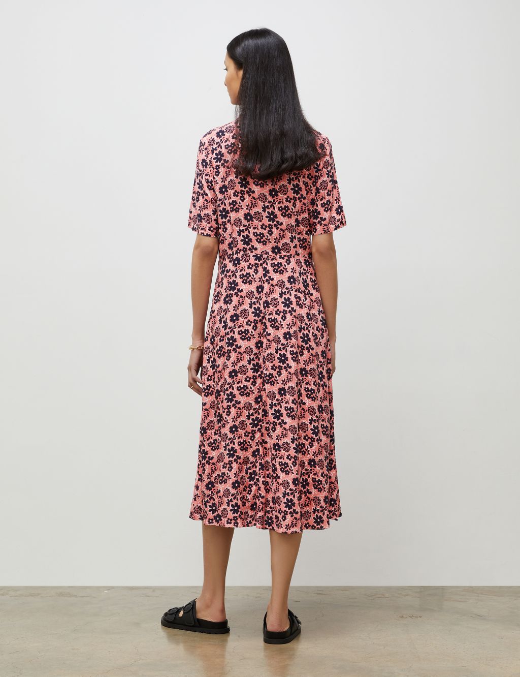 Floral Collared Midi Waisted Dress image 2