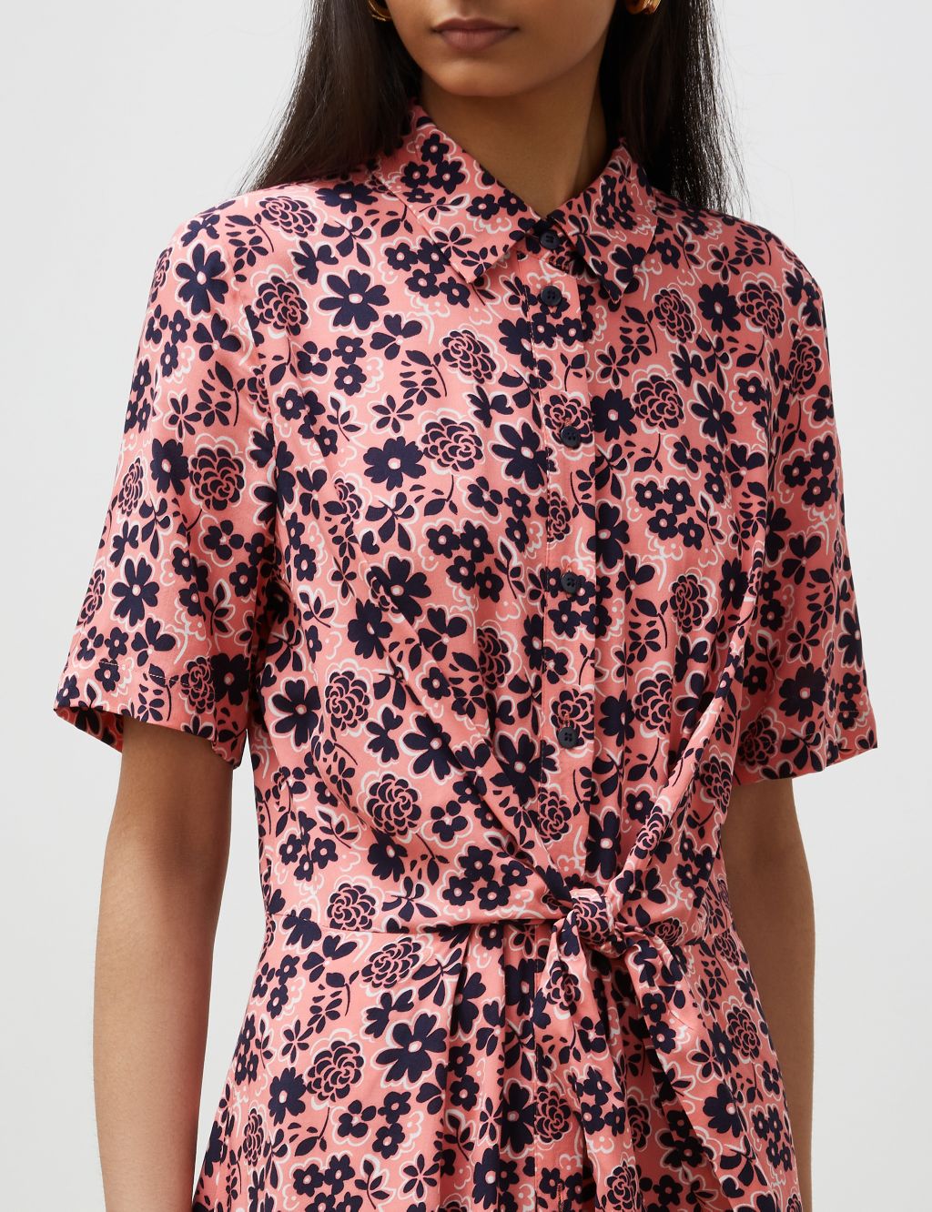 Floral Collared Midi Waisted Dress image 4