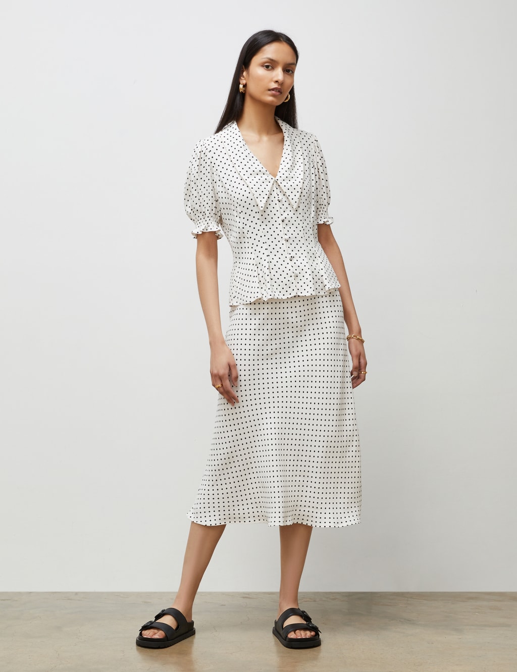 Polka Dot Midi A-Line Skirt image 2