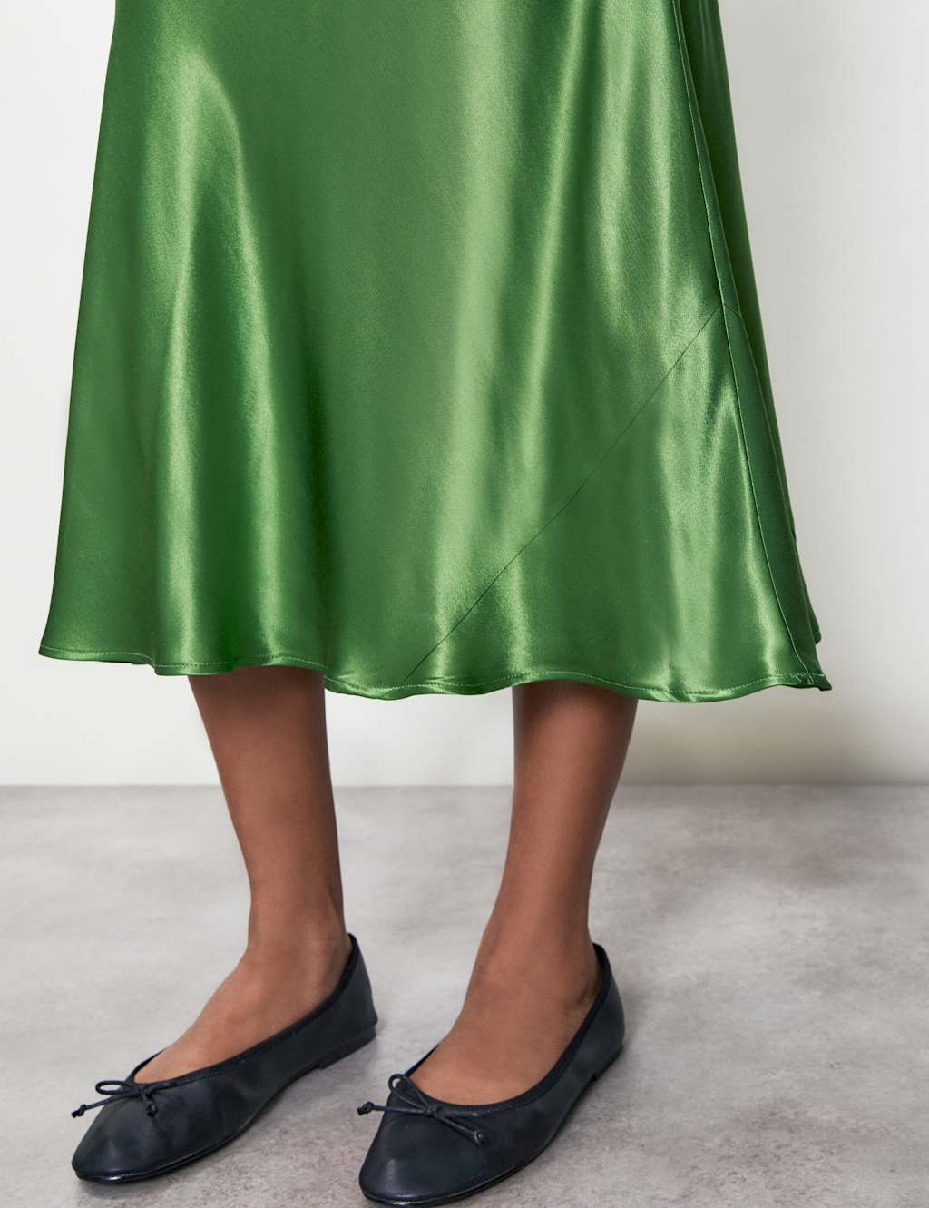 Satin Midi A-Line Skirt image 3