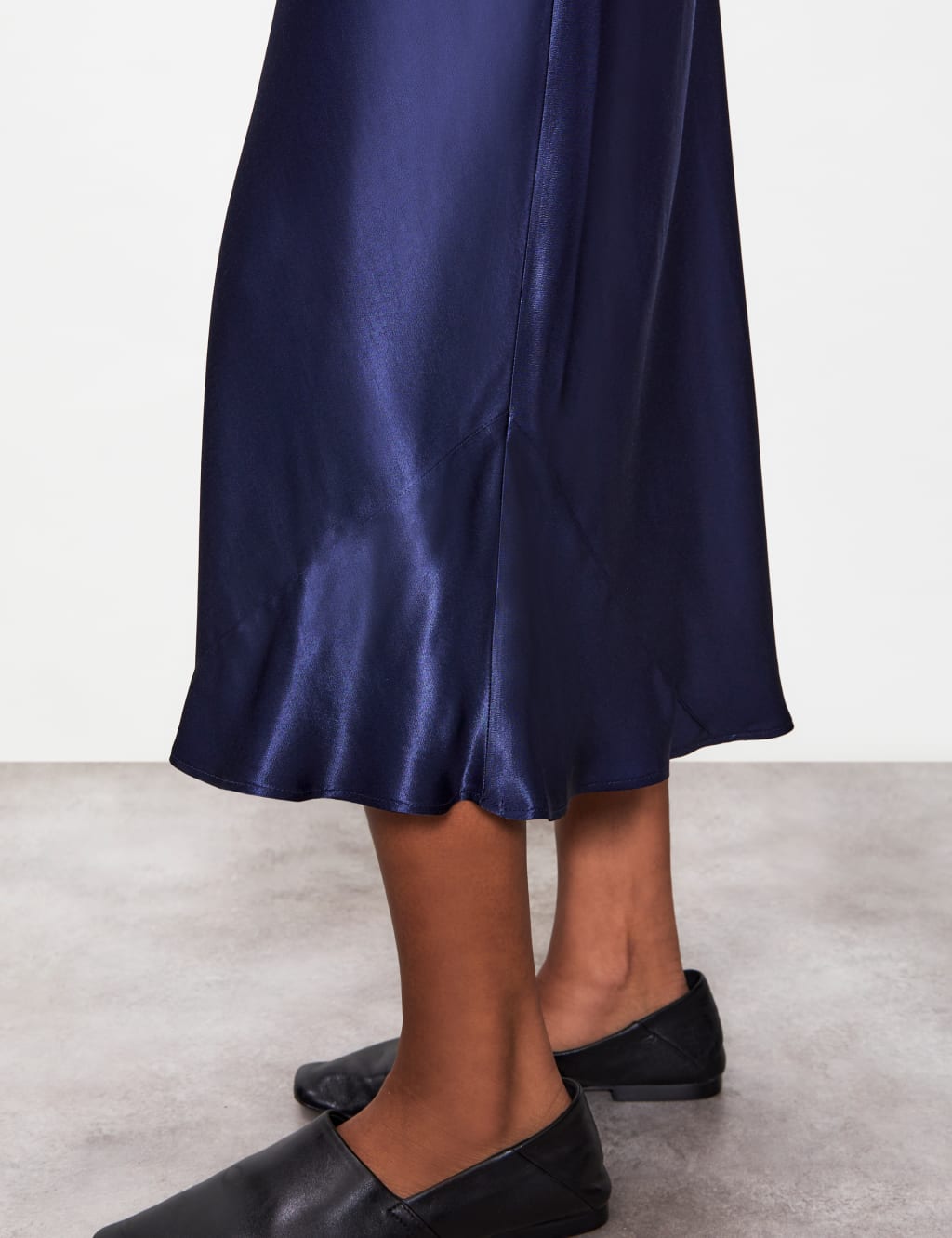 Satin Midi A-Line Skirt image 3