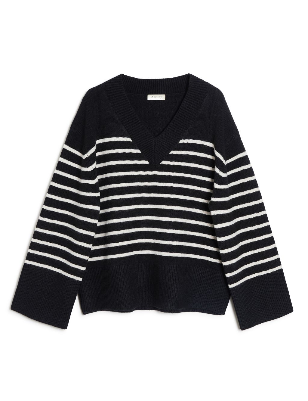 Striped V-Neck Jumper with Wool image 2