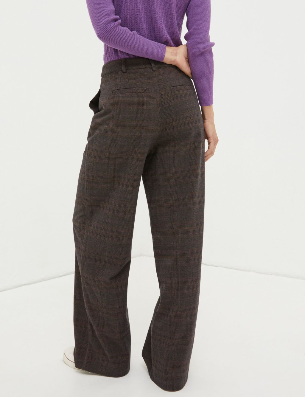 Checked Wide Leg Trousers image 3